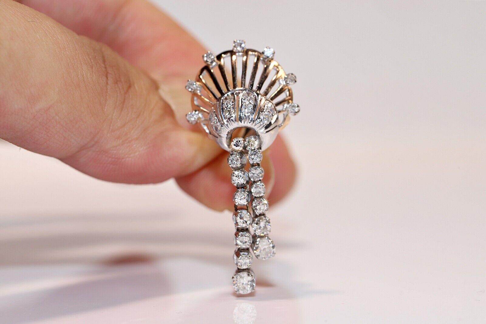 Taille brillant Boucle d'oreille pendante Victorienne Circa 1900s en or 14k ornée de diamants naturels  en vente