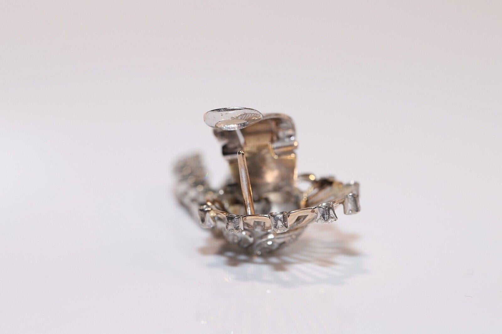 Viktorianischer 14k Gold natürlicher Diamant-Dekorierter Tropfenohrring, um 1900  im Angebot 3