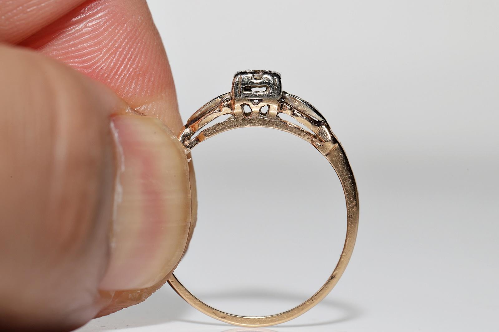 Late Victorian Victorian Circa 1900s 14k Gold Natural Diamond Solitaire Ring For Sale