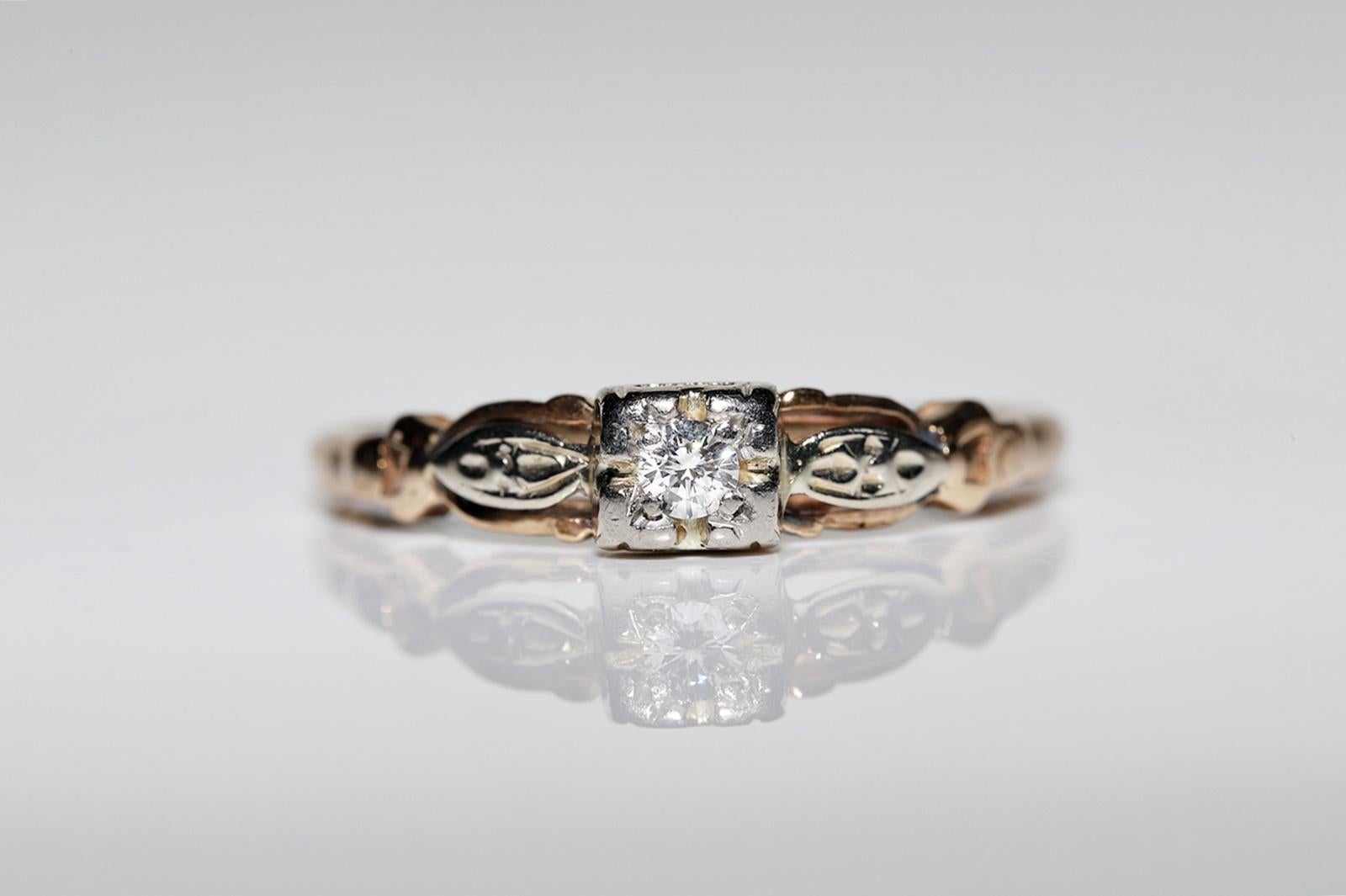 Brilliant Cut Victorian Circa 1900s 14k Gold Natural Diamond Solitaire Ring For Sale
