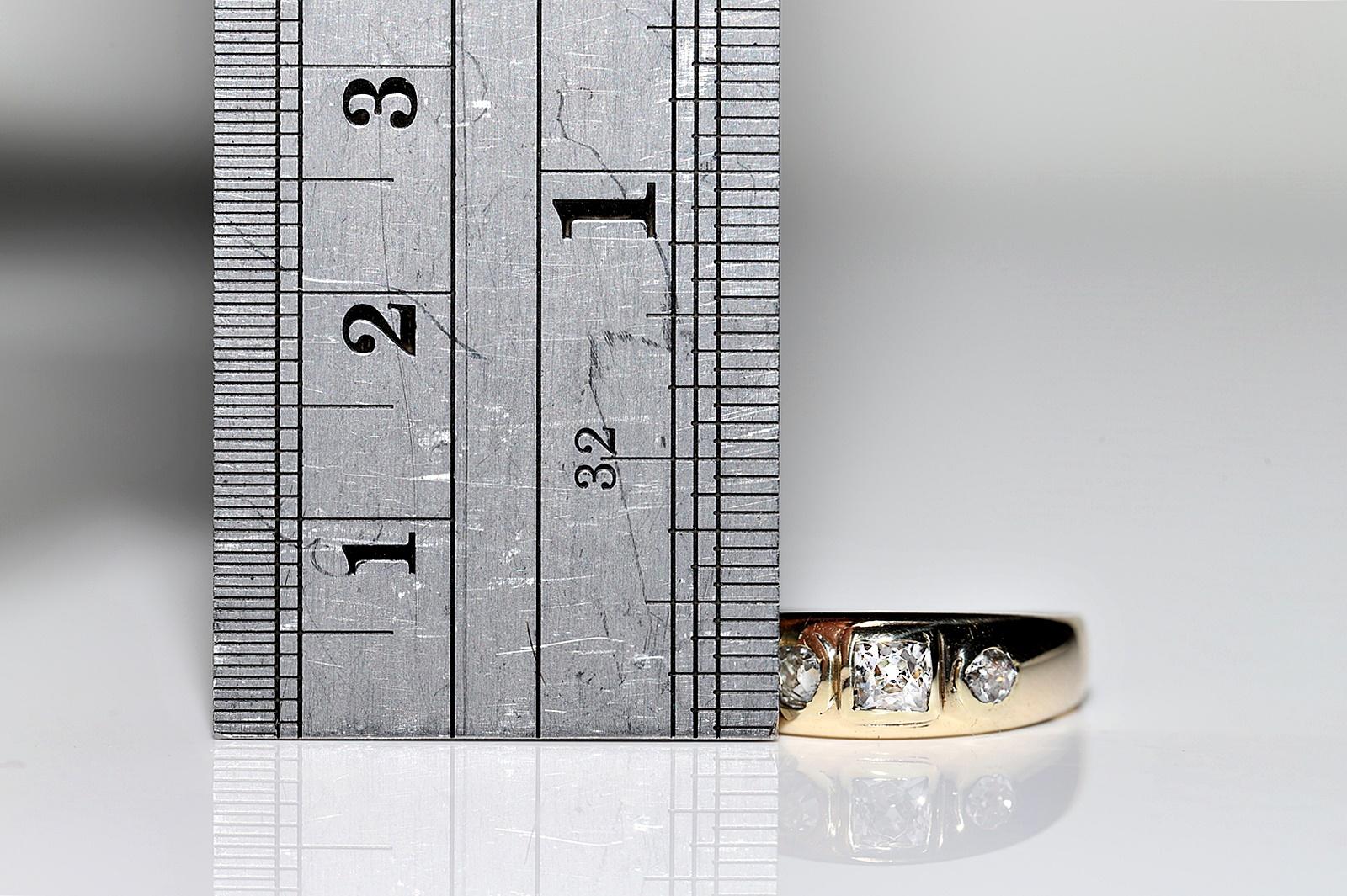 Bague jonc victorienne des années 1900 en or 14 carats décorée de diamants naturels de taille ancienne  en vente 5