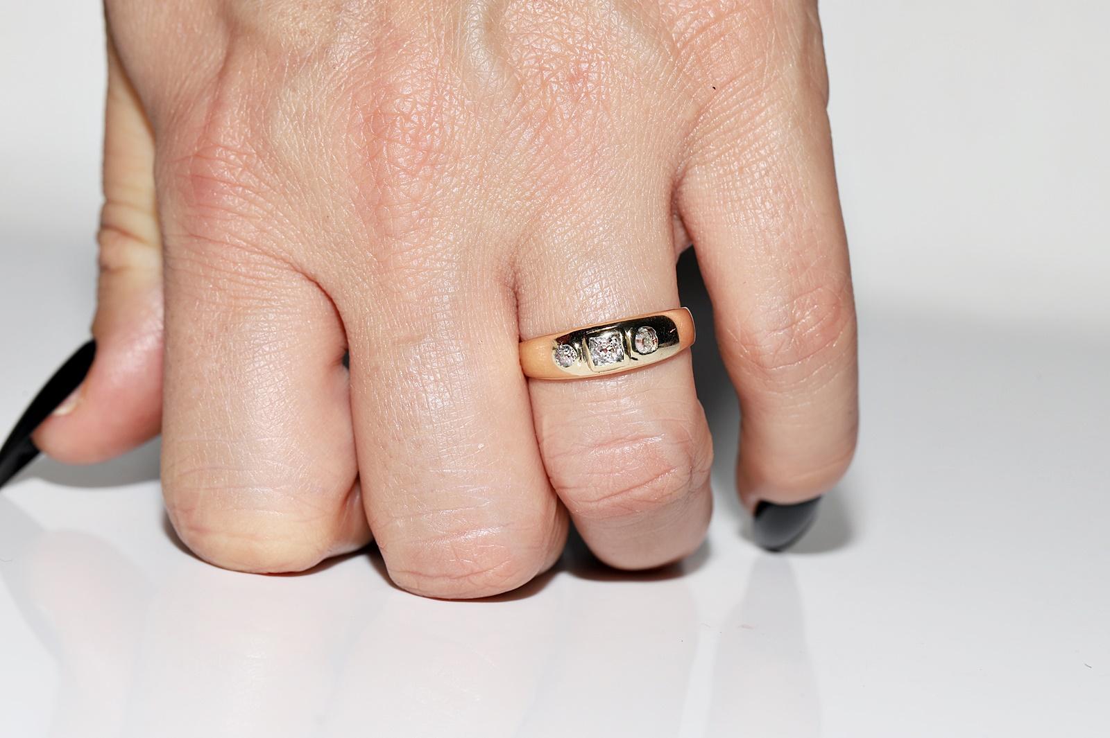 Late Victorian Victorian Circa 1900s 14k Gold Natural Old Cut Diamond Decorated Band Ring