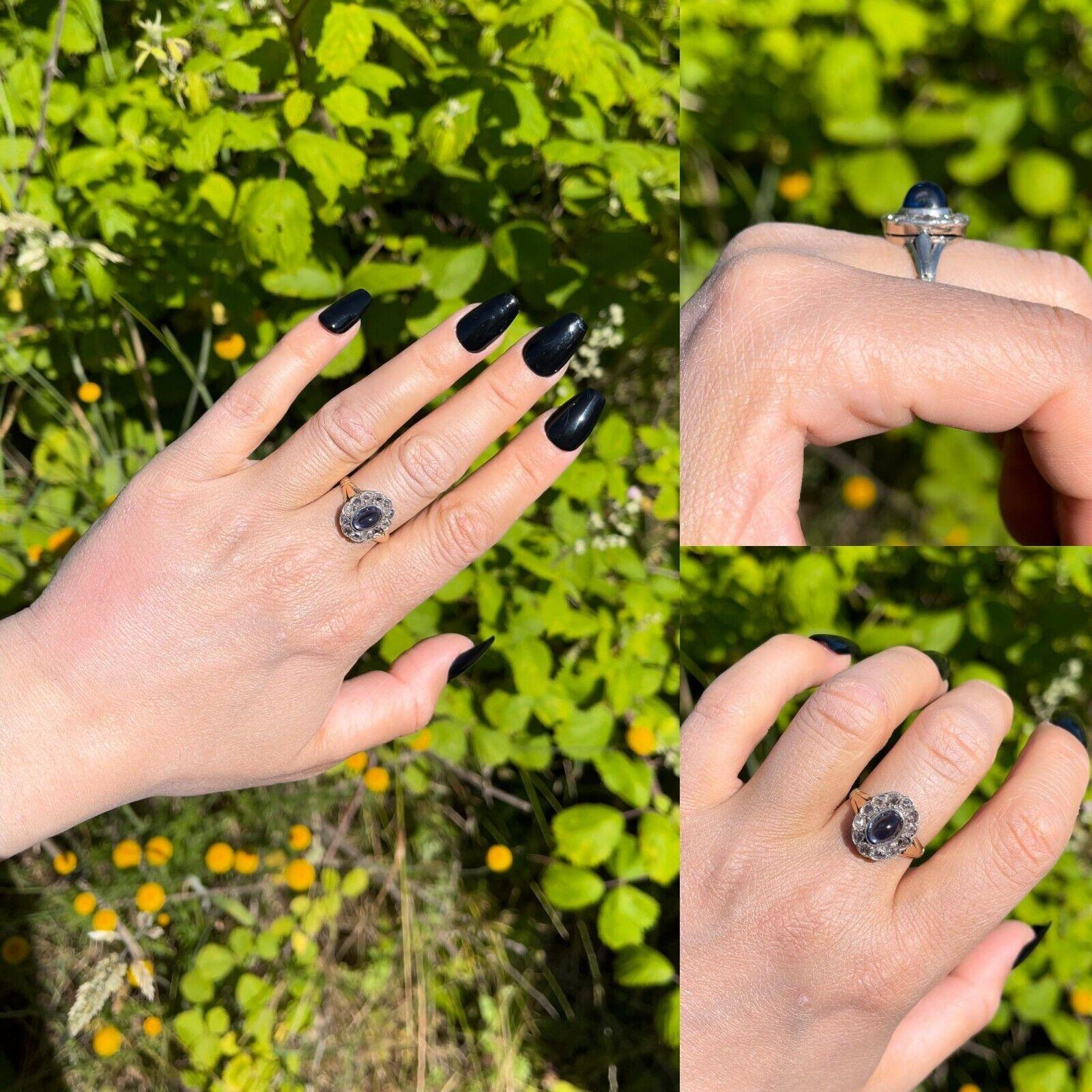 Victorian Circa 1900s 14k Gold Natural Rose Cut Diamond And Tanzanite Ring For Sale 6
