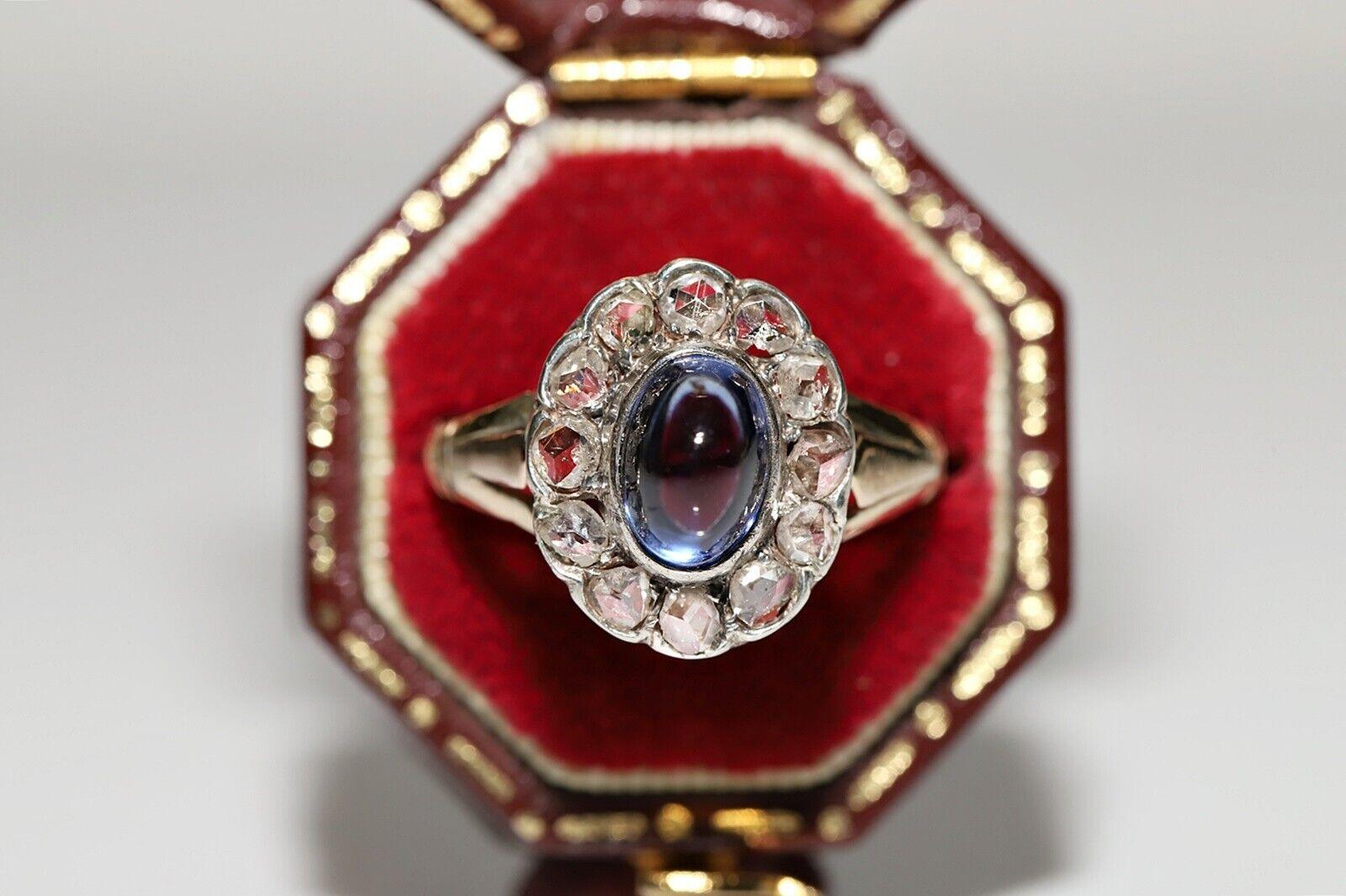 Victorian Circa 1900s 14k Gold Natural Rose Cut Diamond And Tanzanite Ring  For Sale 7