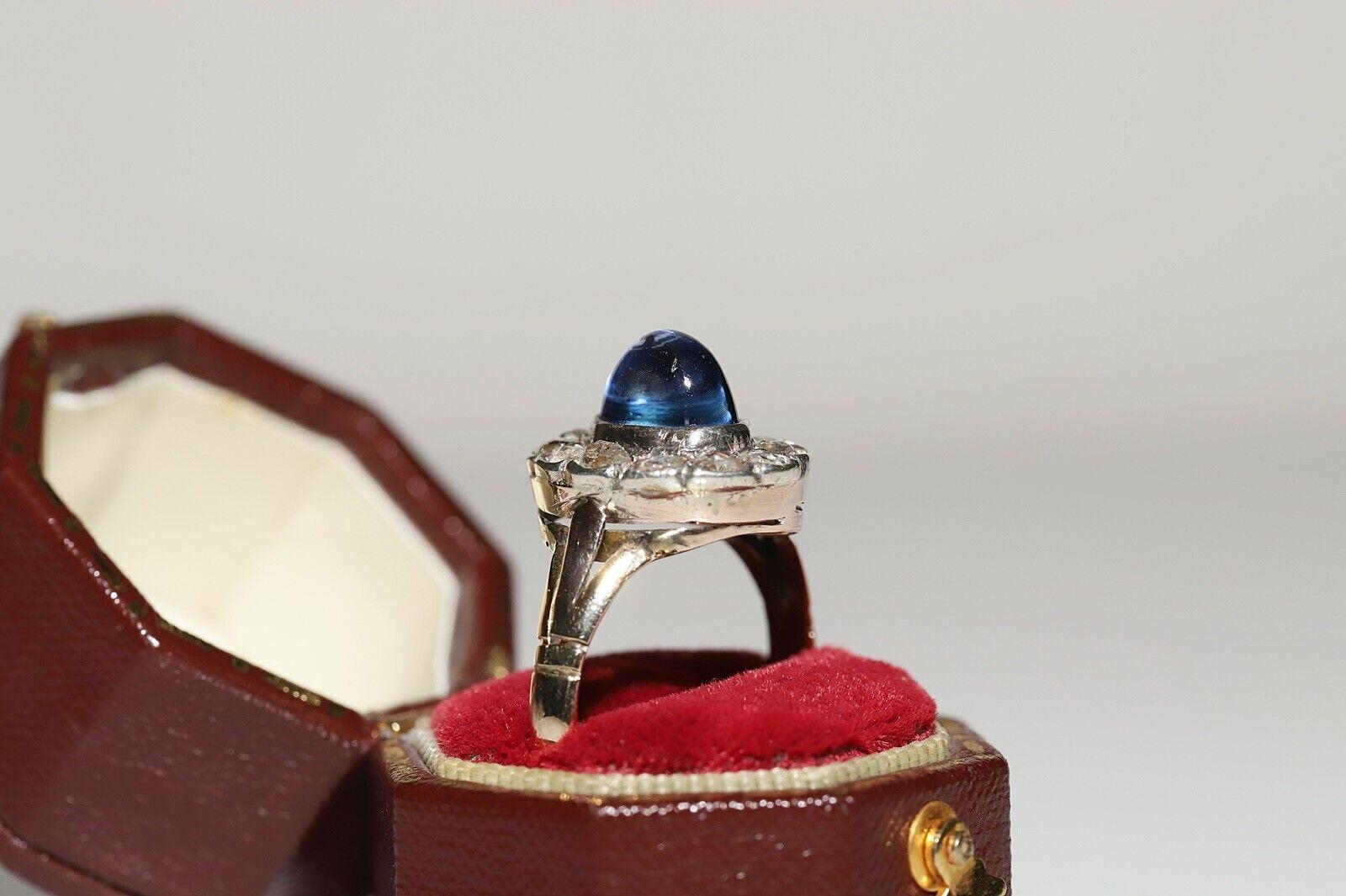 In very good condition.
Total weight is 2.8 grams.
Totally is diamond 0.60 carat.
The diamond is has  H-I-J-K color and s1-s2-s3 clarity.
Totally is tanzanite 1.80 carat.
Tanzanite was added later.
The ring dates back to 1900s.
Ring size is US 8.
We