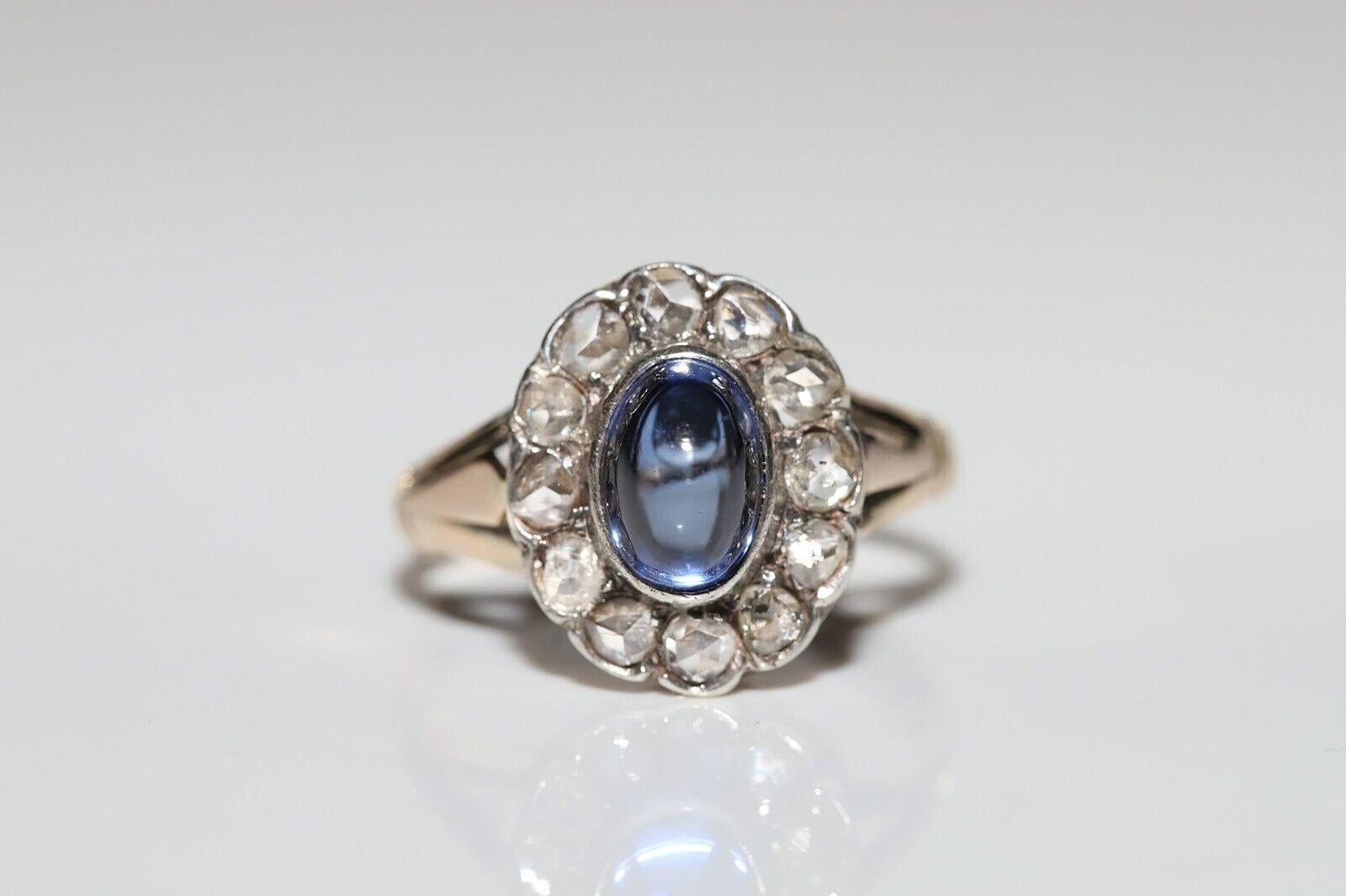 Late Victorian Victorian Circa 1900s 14k Gold Natural Rose Cut Diamond And Tanzanite Ring  For Sale