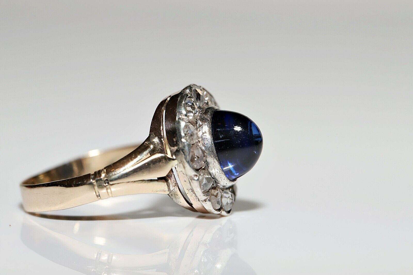 Women's Victorian Circa 1900s 14k Gold Natural Rose Cut Diamond And Tanzanite Ring  For Sale