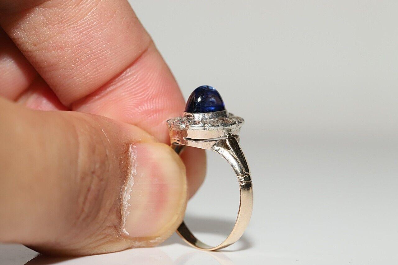 Victorian Circa 1900s 14k Gold Natural Rose Cut Diamond And Tanzanite Ring For Sale 1