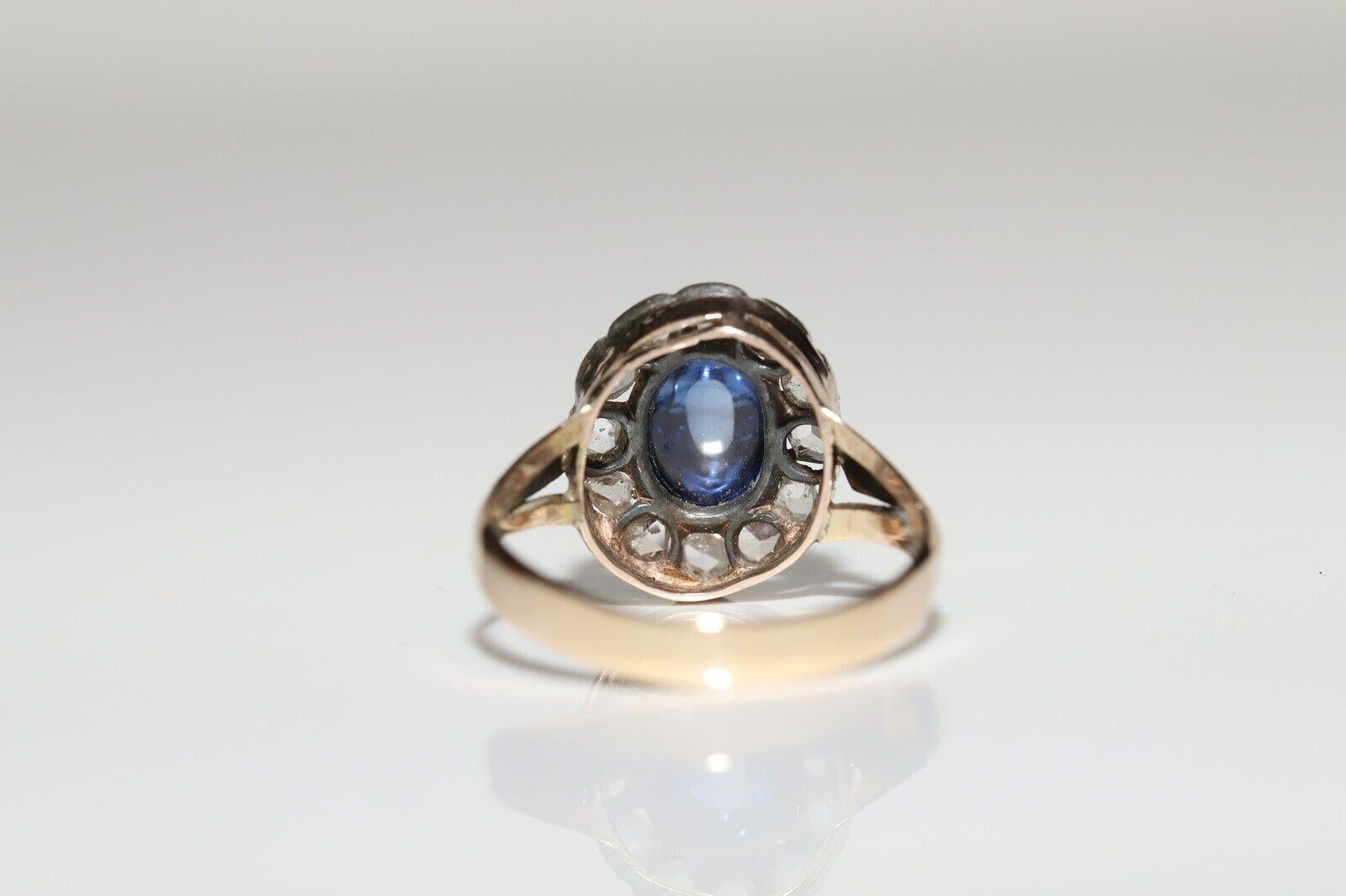 Victorian Circa 1900s 14k Gold Natural Rose Cut Diamond And Tanzanite Ring For Sale 2