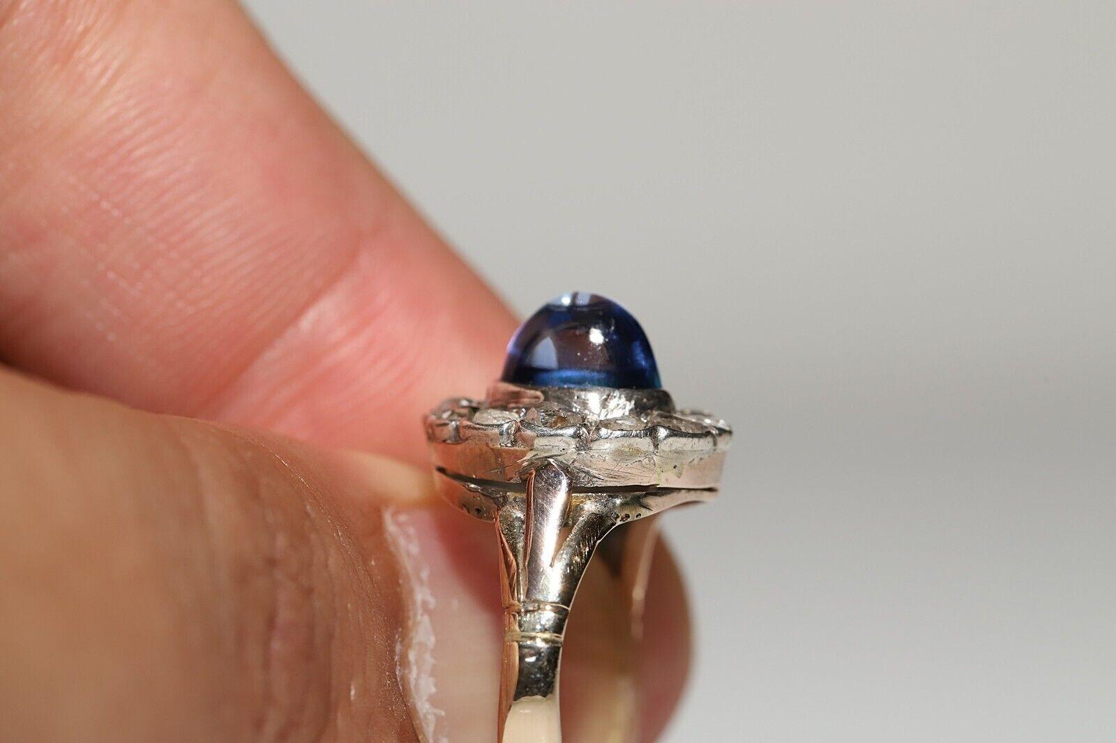 Victorian Circa 1900s 14k Gold Natural Rose Cut Diamond And Tanzanite Ring For Sale 3