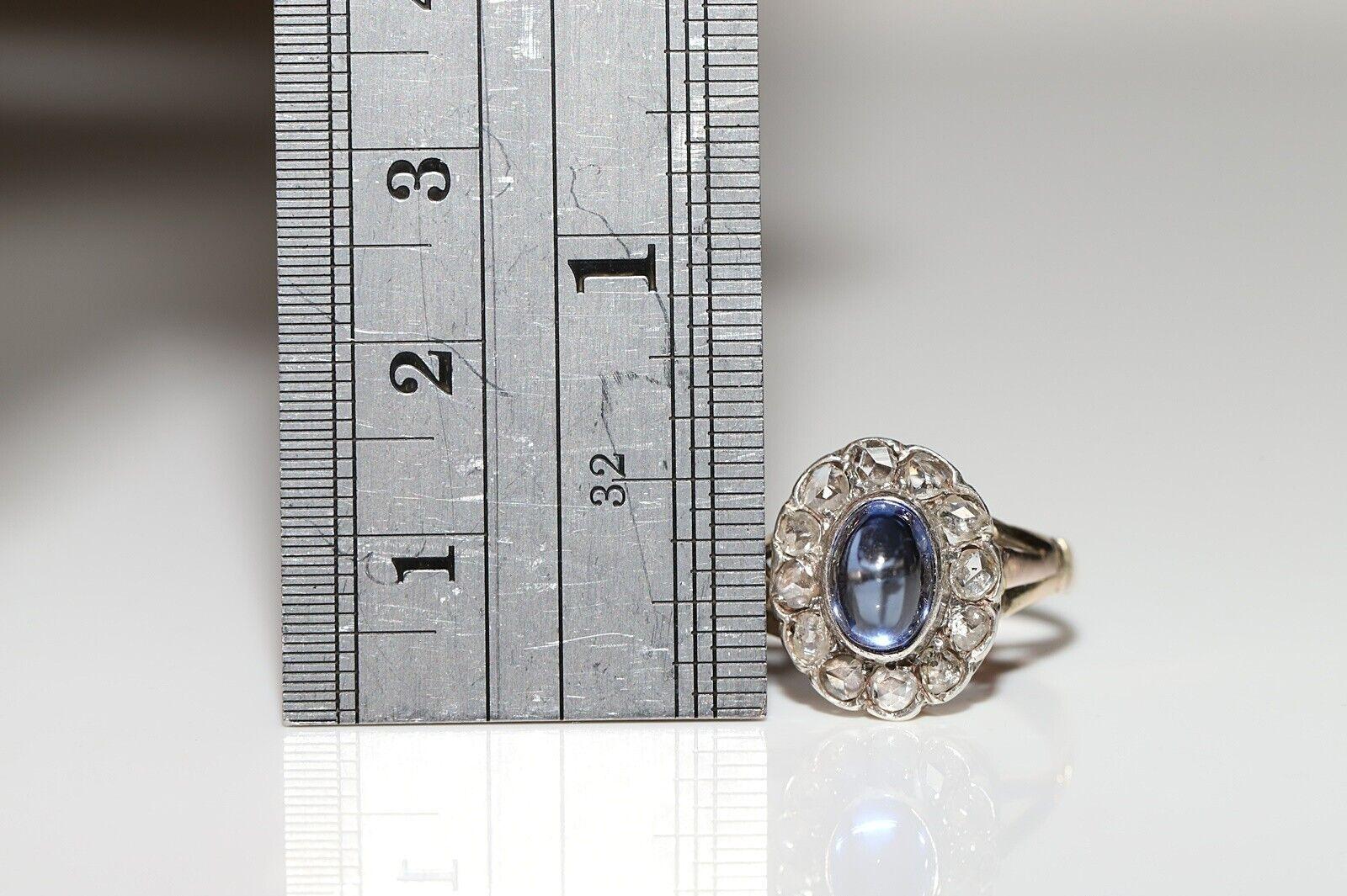 Victorian Circa 1900s 14k Gold Natural Rose Cut Diamond And Tanzanite Ring  For Sale 4