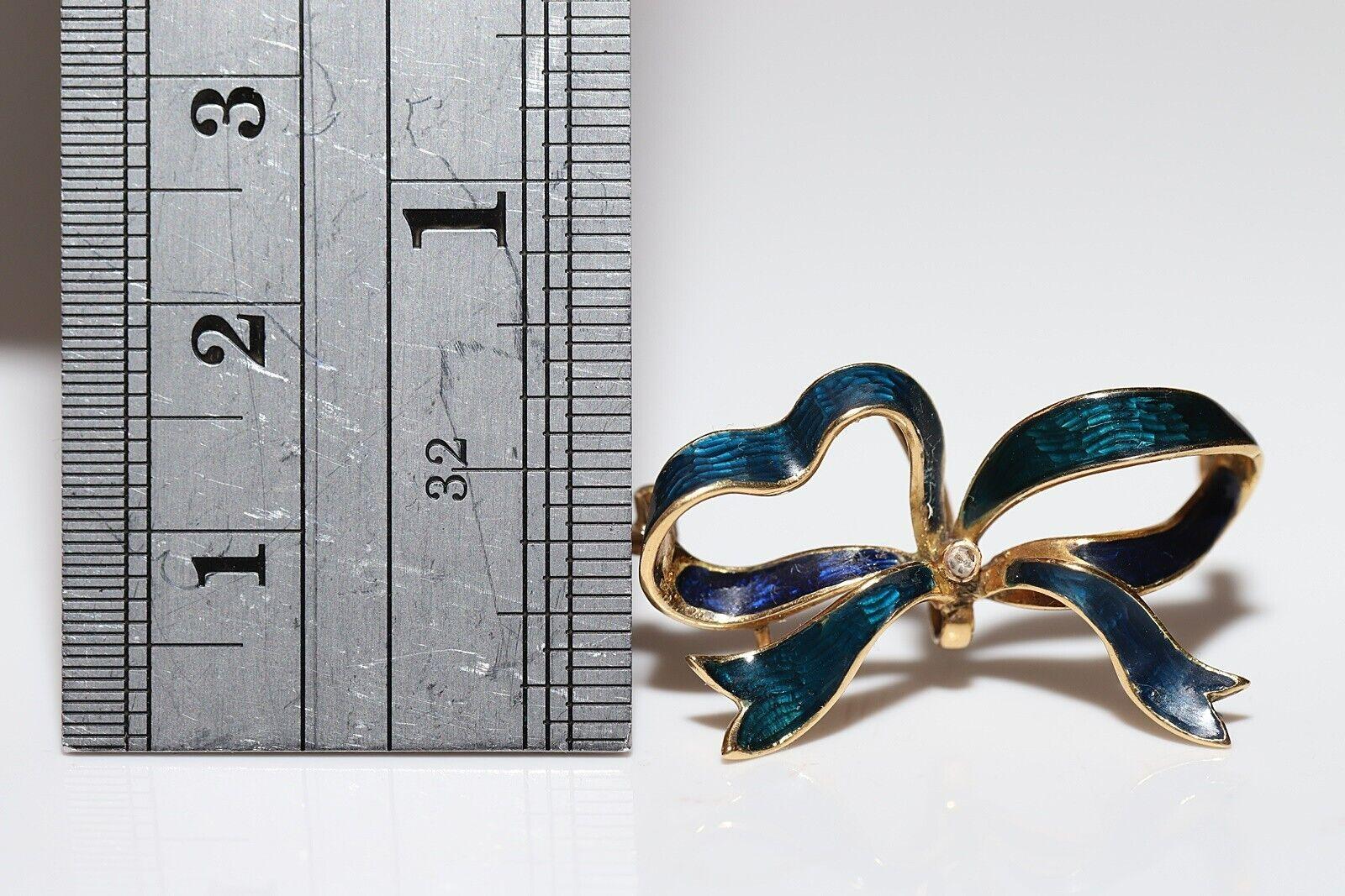 Vittoriano  Spilla in oro 18 carati con diamanti naturali e smalto decorato del 1900 circa In condizioni buone in vendita a Fatih/İstanbul, 34