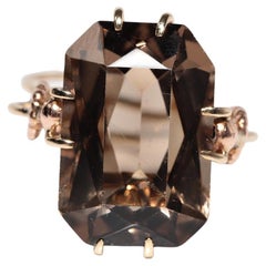 Victorian Circa 1900s Handcrafted 14k Gold Natural Topaz  Solitaire Ring