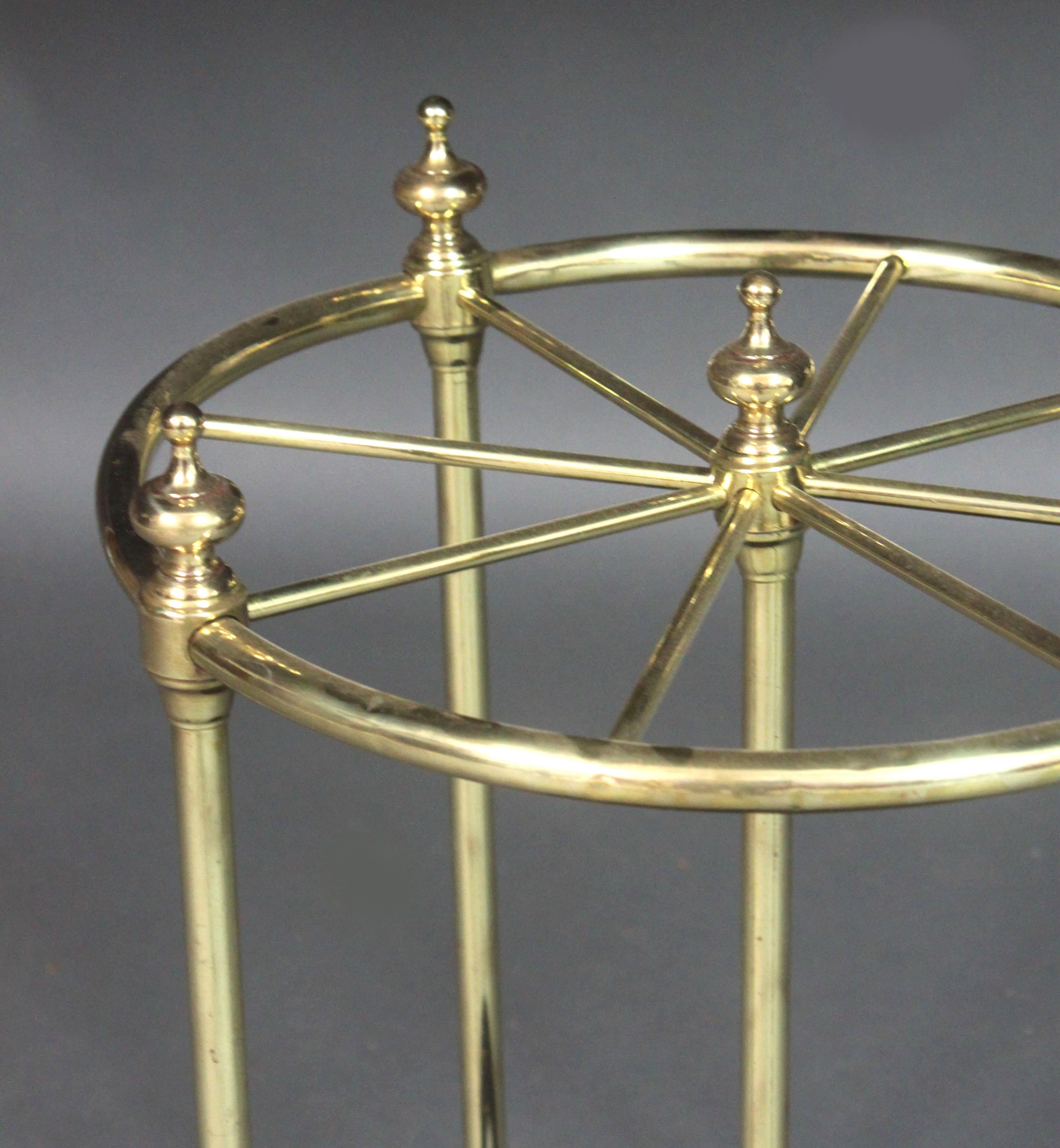 Late 19th Century Victorian Circular Brass Umbrella Stand For Sale