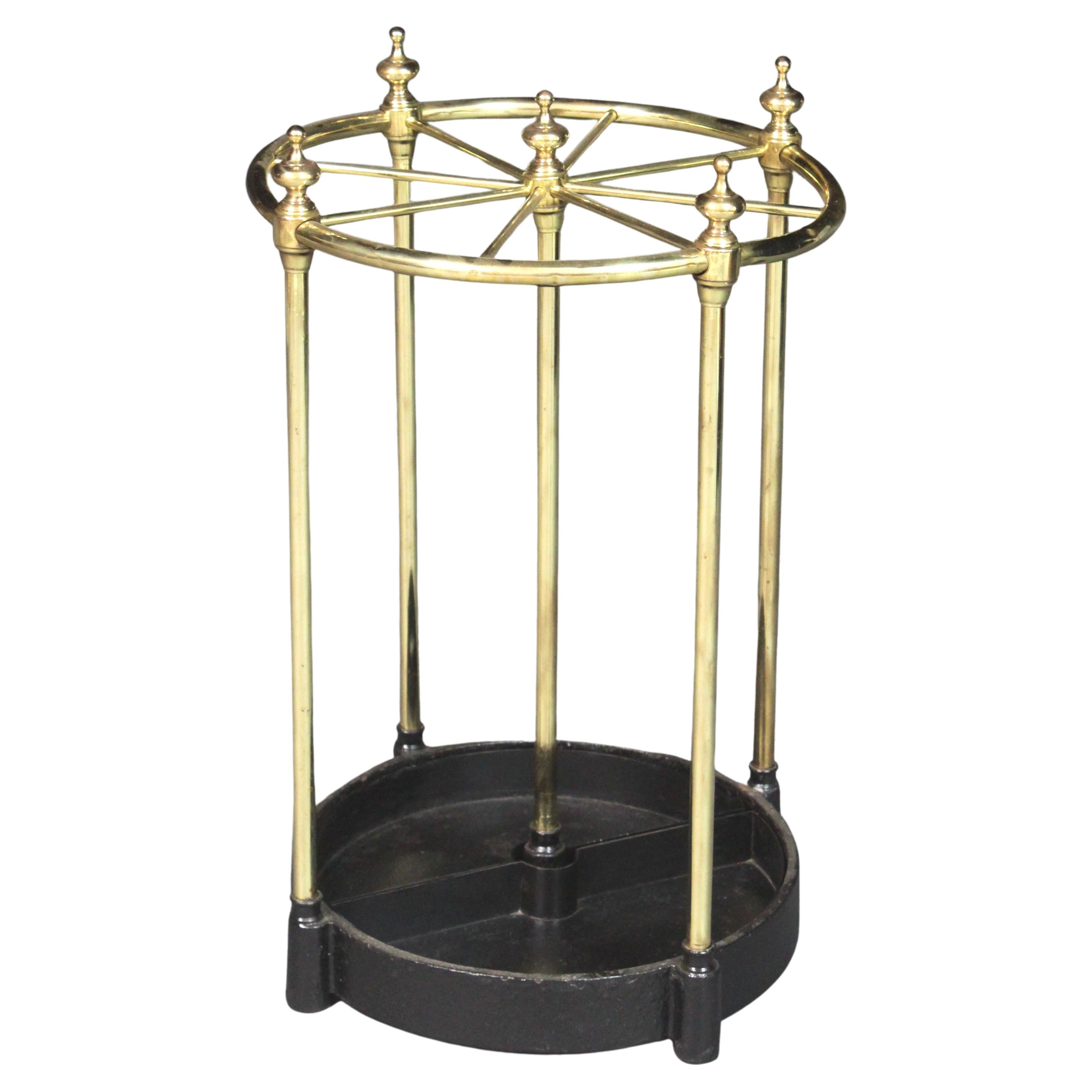 Victorian Circular Brass Umbrella Stand For Sale