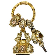 Victorian Citrine 14 Karat Tri-Colored Gold Watch Key Fob Pendant