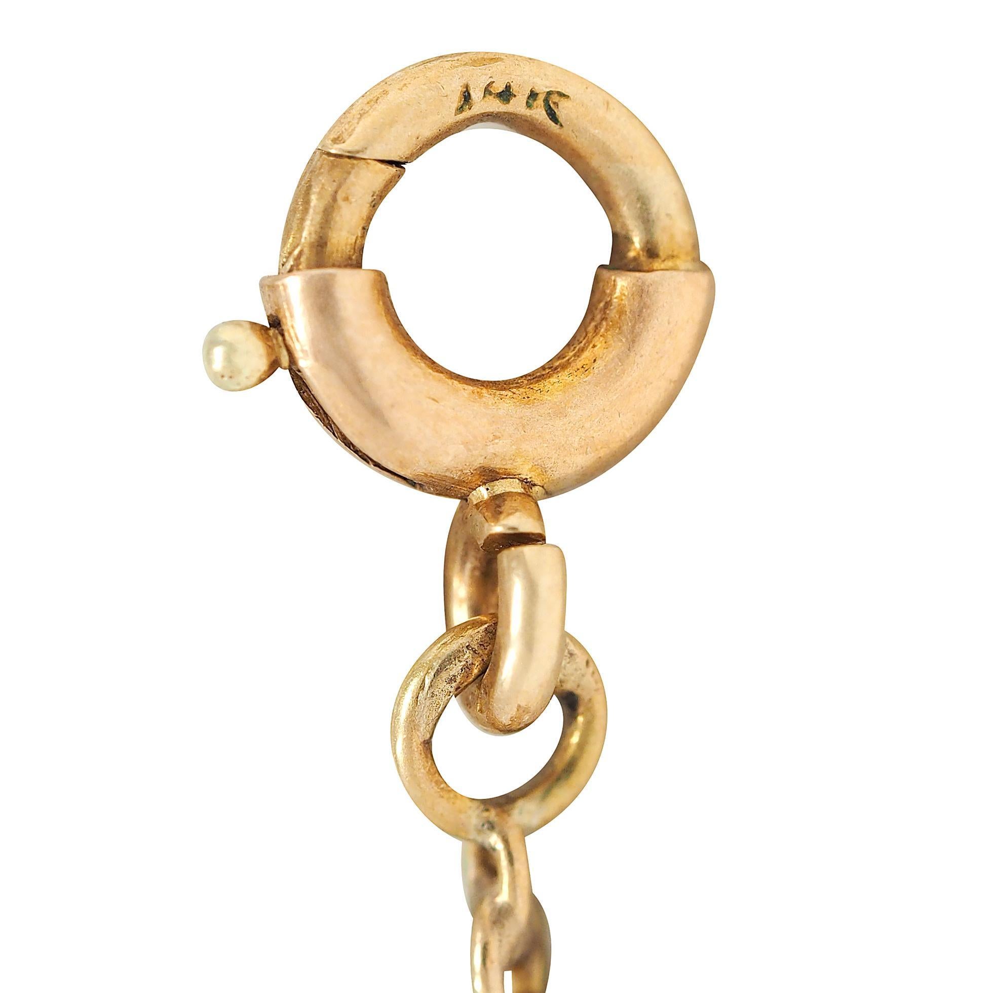 Collana vittoriana con citrino in oro giallo 14 carati con castone antico e stazione A Link in vendita 2