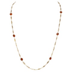 Collana vittoriana con citrino in oro giallo 14 carati con castone antico e stazione A Link