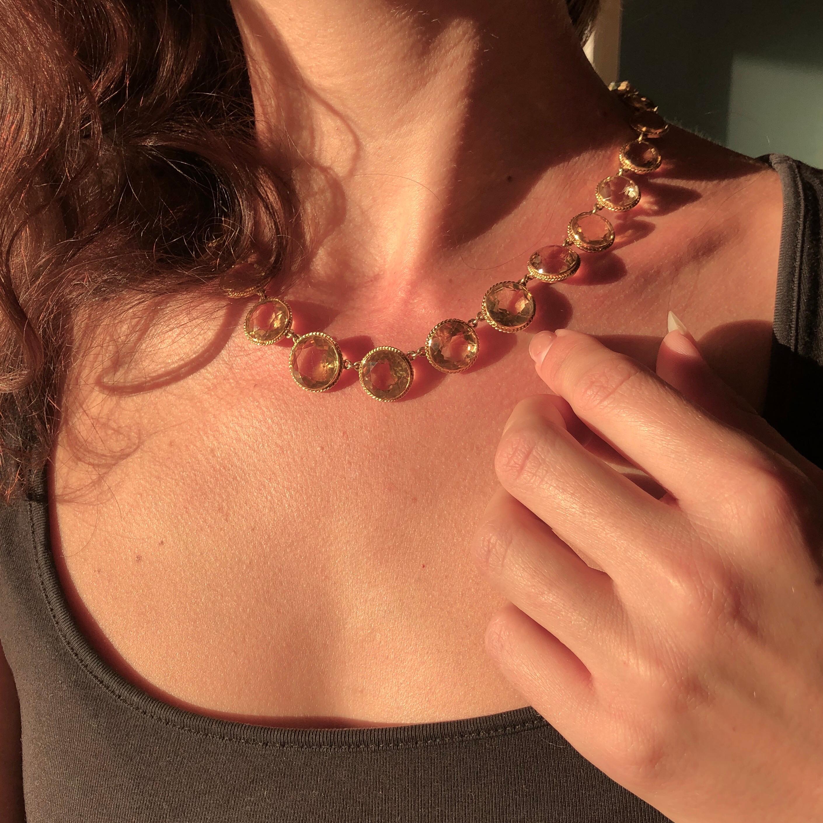 Victorian Citrine and 18 Carat Gold Rivière Necklace In Good Condition In Chipping Campden, GB