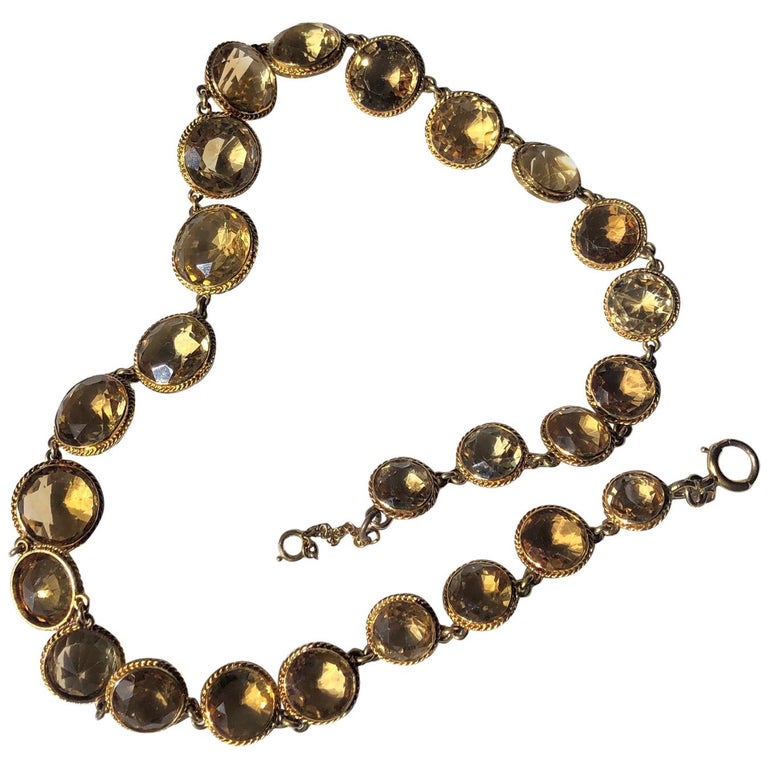 Victorian Citrine and 18 Carat Gold Rivière Necklace at 1stDibs