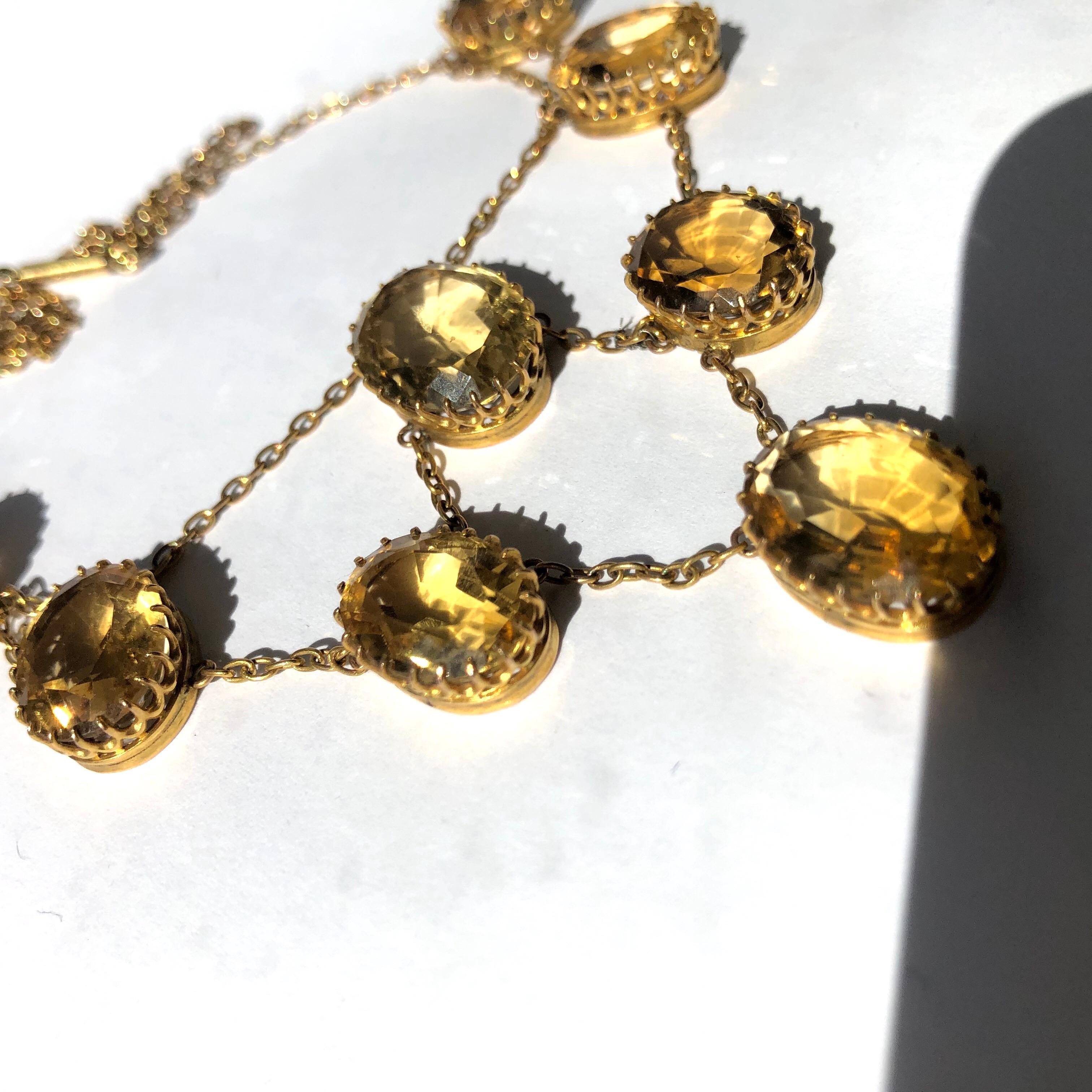 Victorian Citrine and 9 Carat Gold Necklace In Good Condition In Chipping Campden, GB