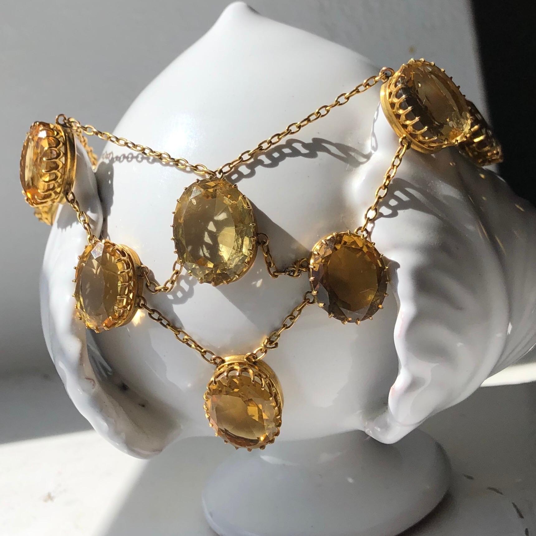 Women's Victorian Citrine and 9 Carat Gold Necklace