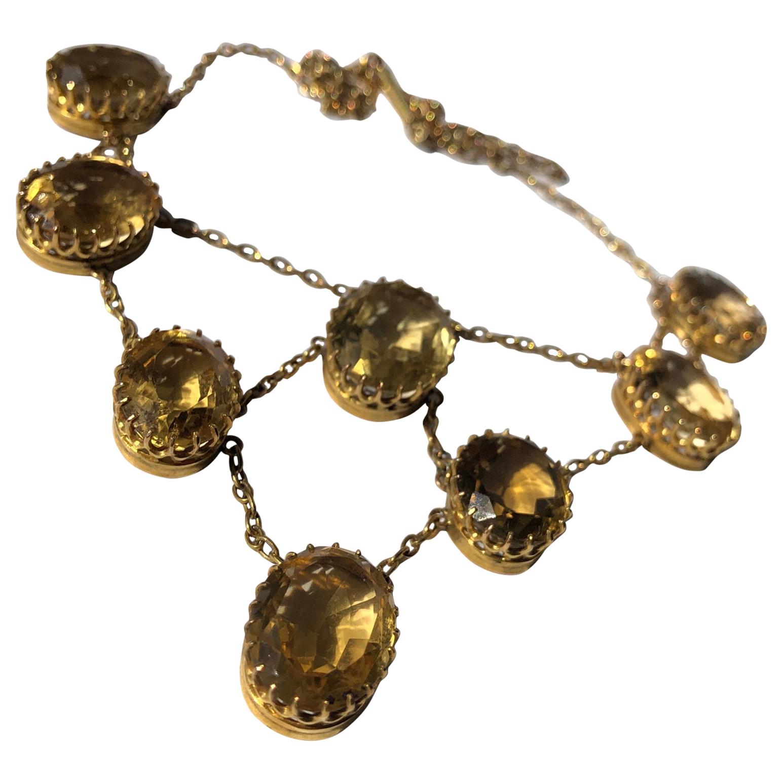Victorian Citrine and 9 Carat Gold Necklace