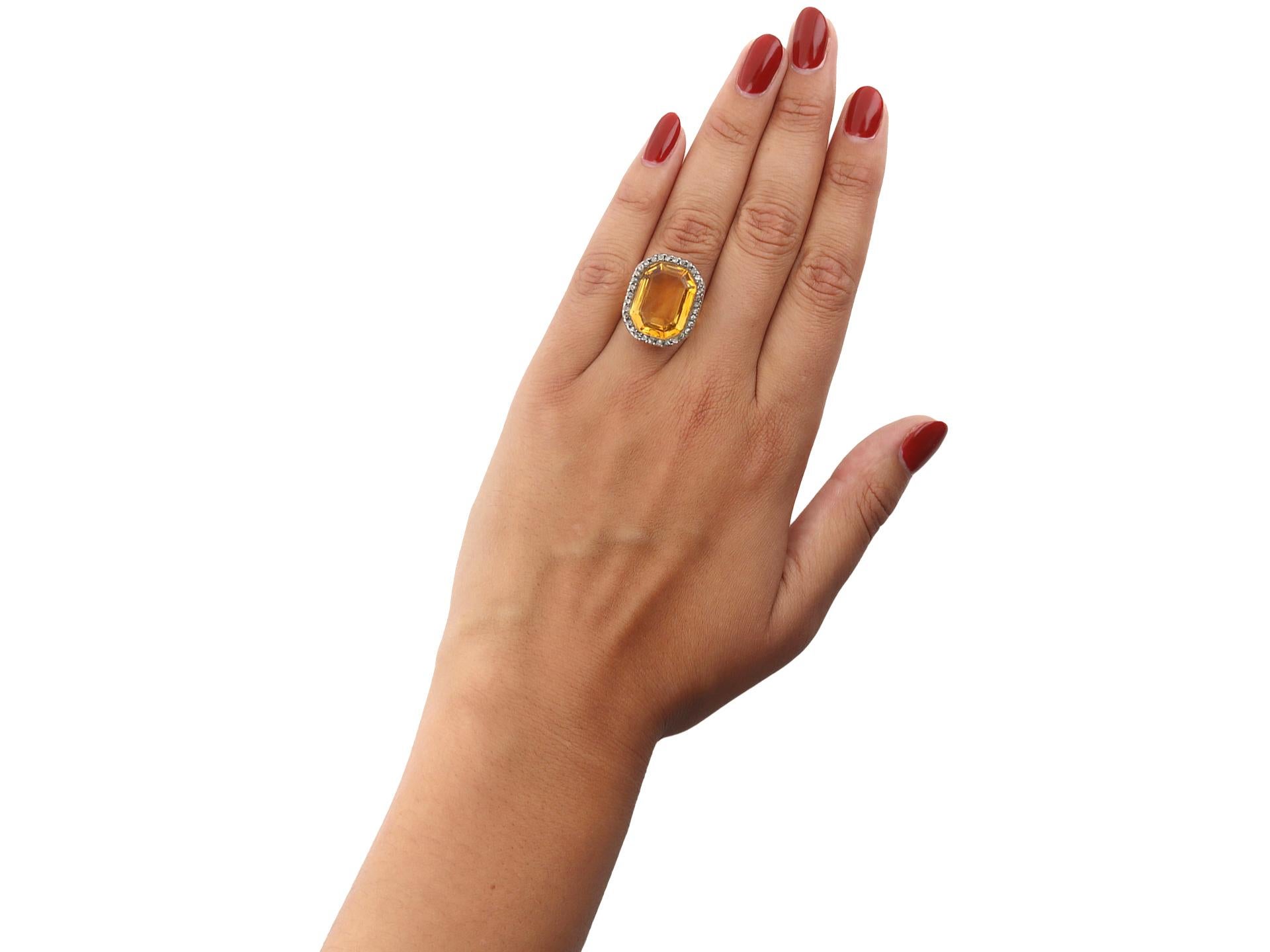 Octagon Cut Victorian citrine and diamond coronet cluster ring, circa 1870. For Sale