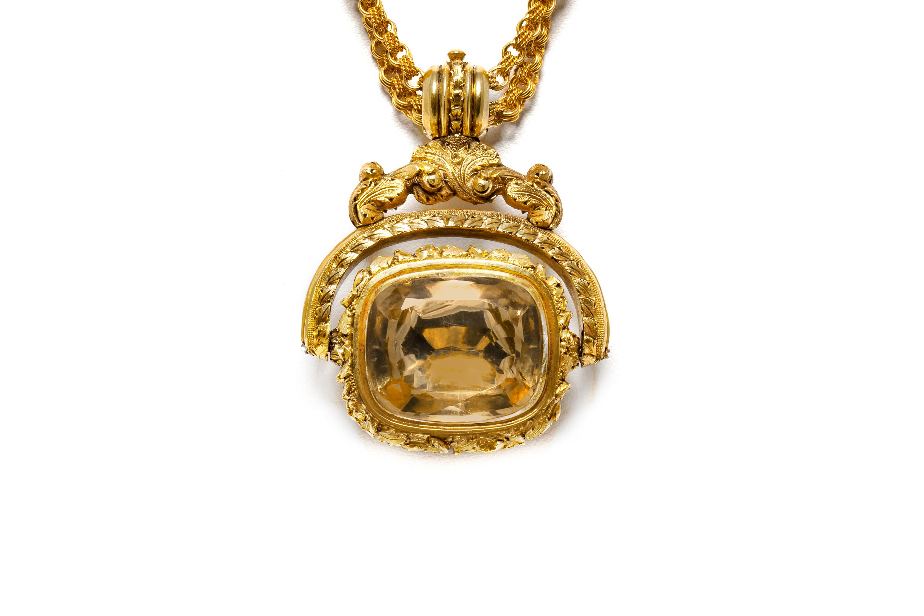 Victorian Citrine Necklace In Good Condition For Sale In New York, NY