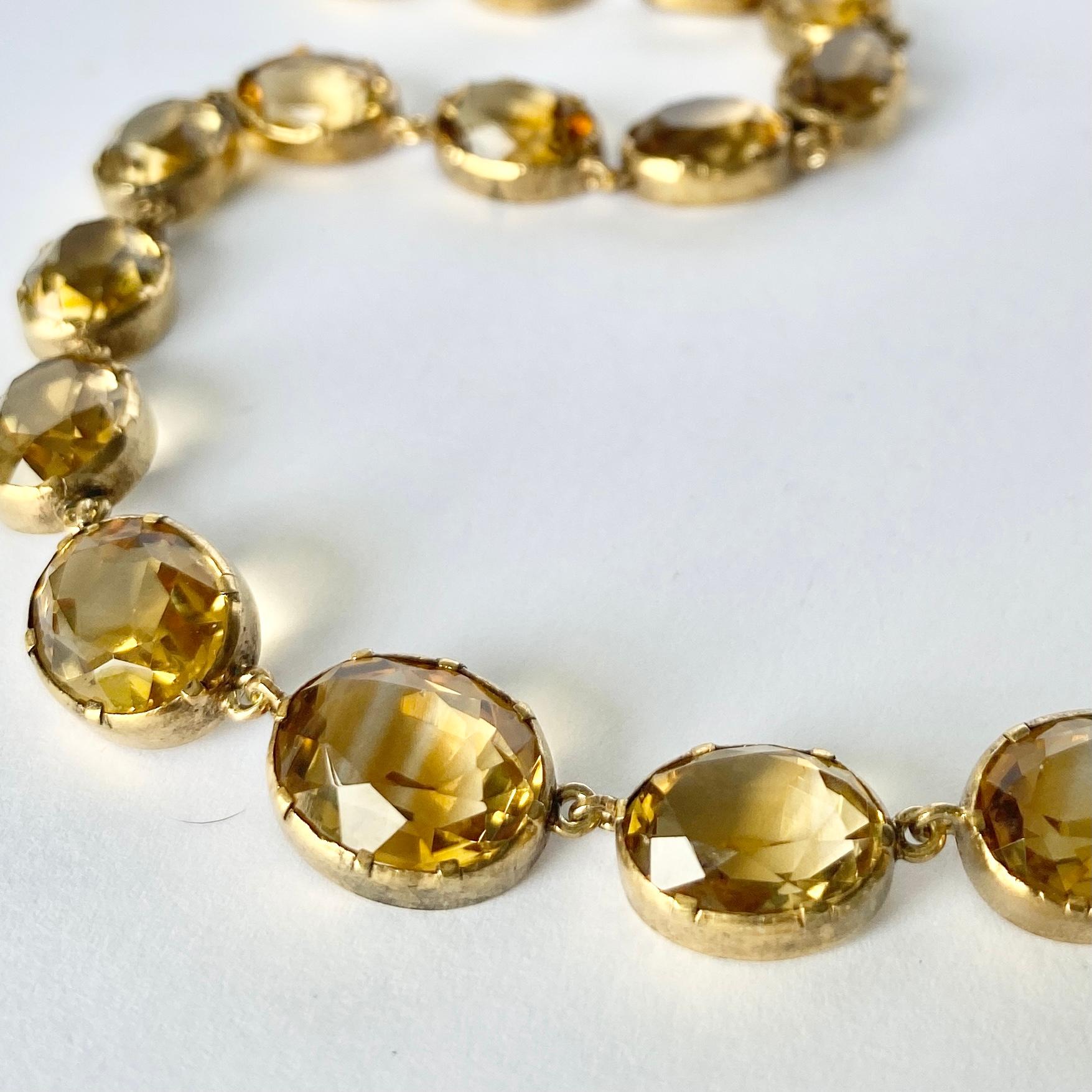 Victorian Citrine Silver Gilt Rivière 