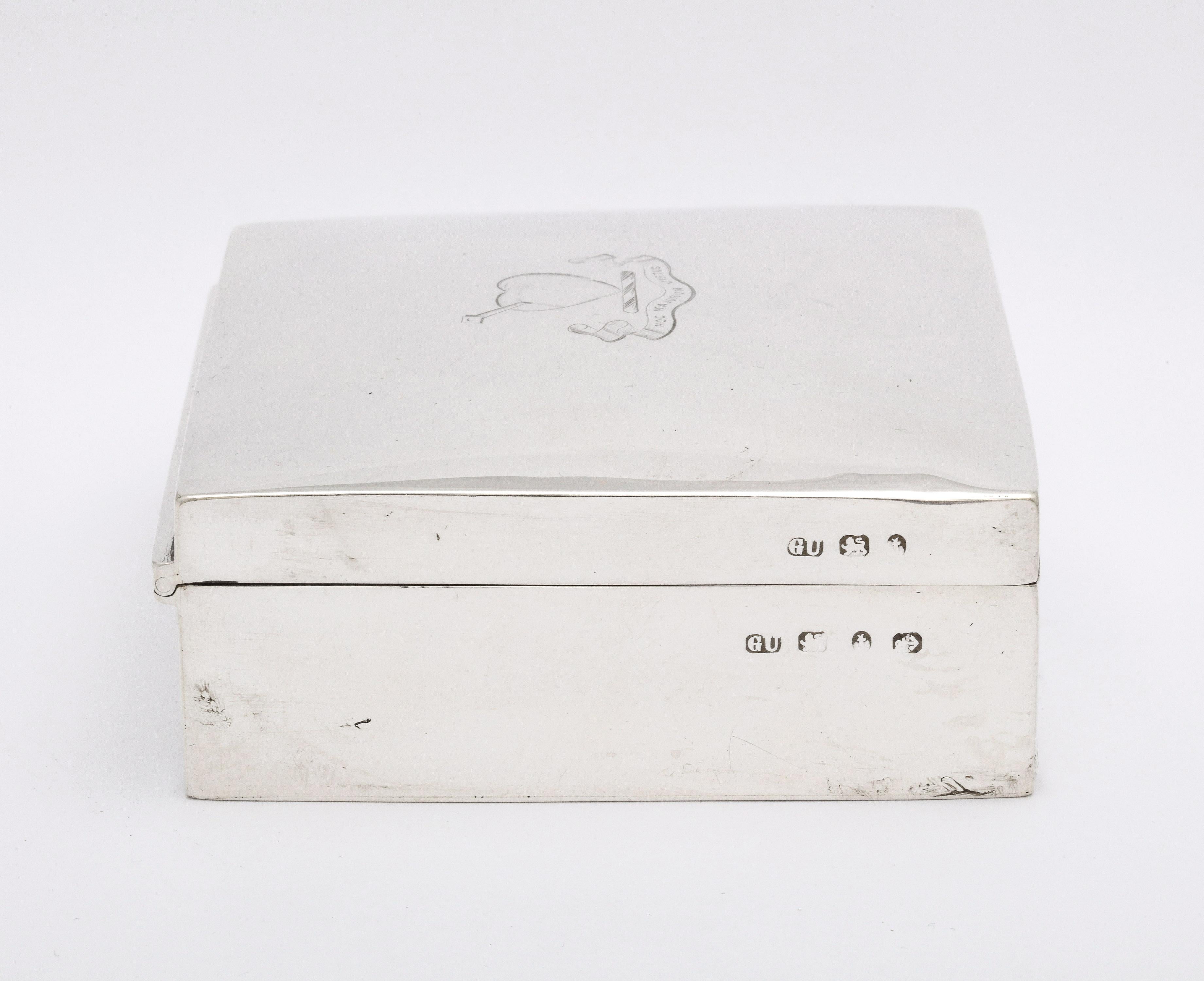 Late 19th Century Victorian Clan Logan Sterling Silver Table Box with Hinged Lid by George Unite