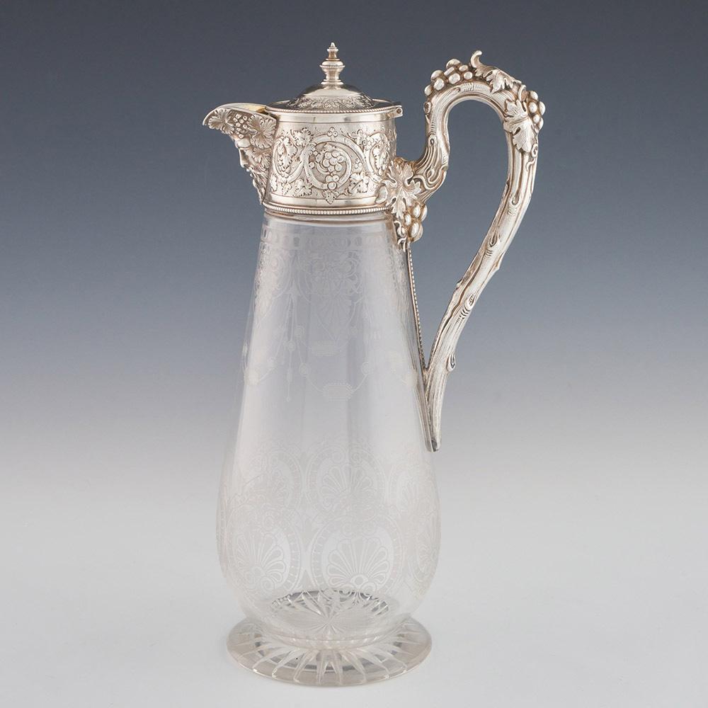 Jarra de clarete victoriana con monturas de plata Sheffield 1868 Victoriano en venta