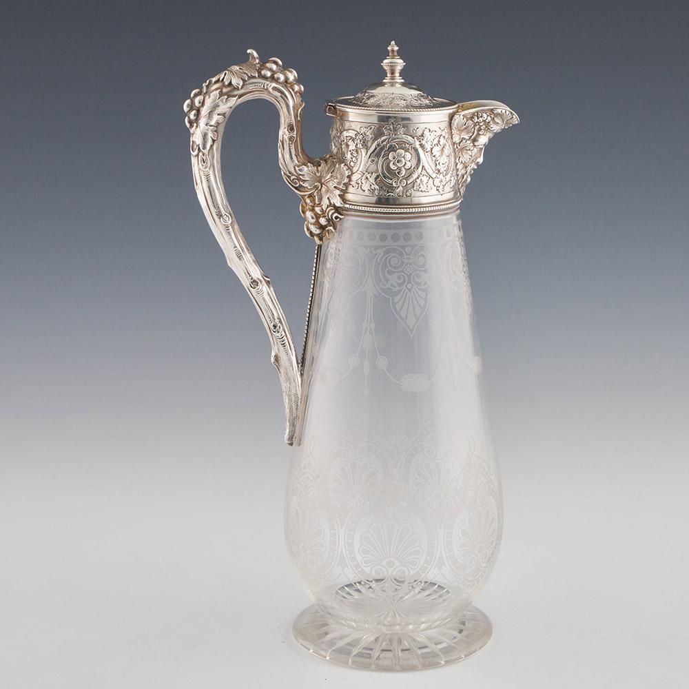 Jarra de clarete victoriana con monturas de plata Sheffield 1868 en Bueno estado para la venta en Tunbridge Wells, GB