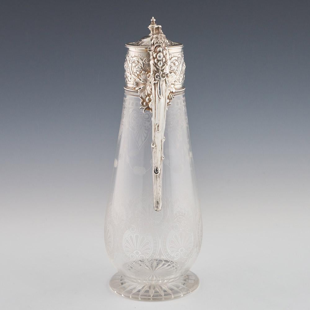Jarra de clarete victoriana con monturas de plata Sheffield 1868 Mediados del siglo XIX en venta