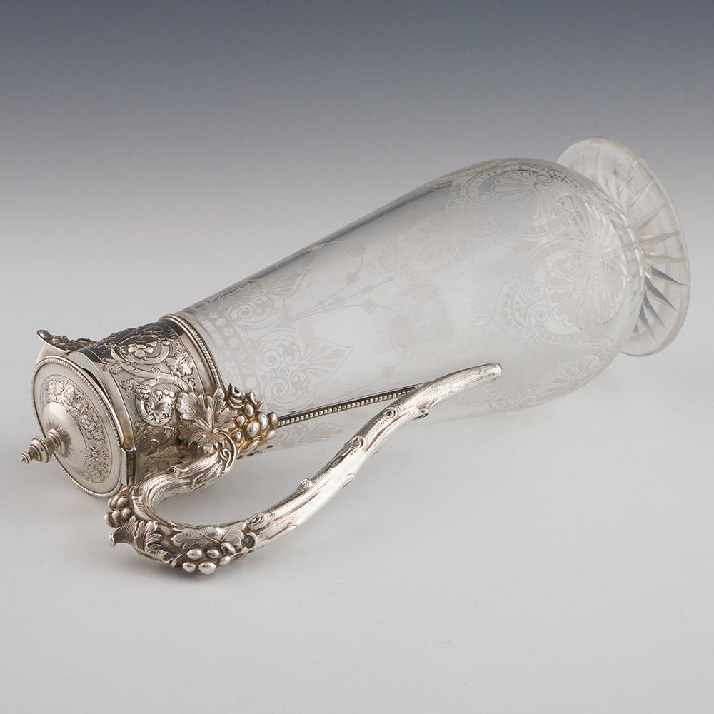 Jarra de clarete victoriana con monturas de plata Sheffield 1868 Vidrio en venta