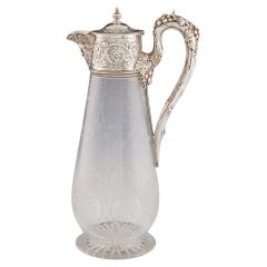 Jarra de clarete victoriana con monturas de plata Sheffield 1868