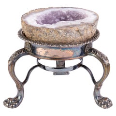 Victorian Claw Footed Amethyst Geode Cluster Sculpture