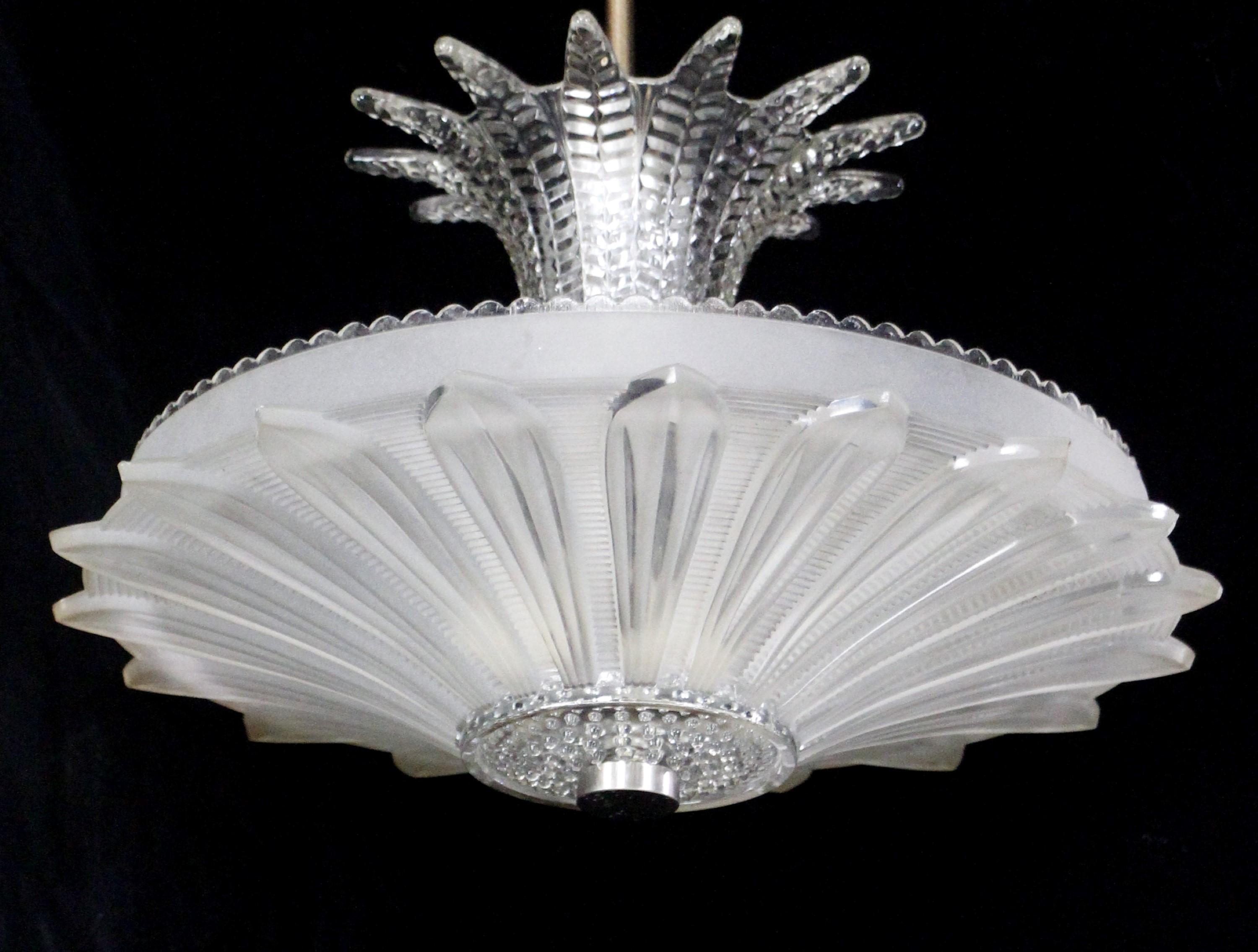 American Victorian Clear Cast Glass Floral Semi Flush Mount Light
