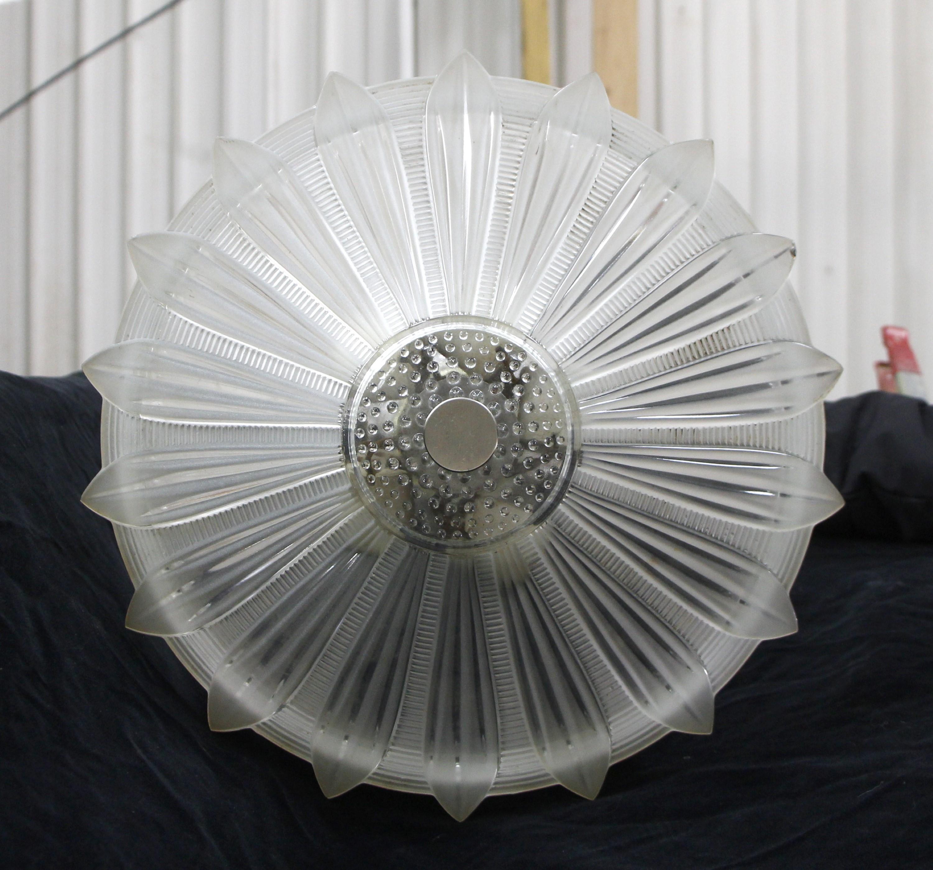 Victorian Clear Cast Glass Floral Semi Flush Mount Light 1