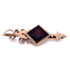 Victorian Cloak & Dagger Sardonyx Intaglio Pin