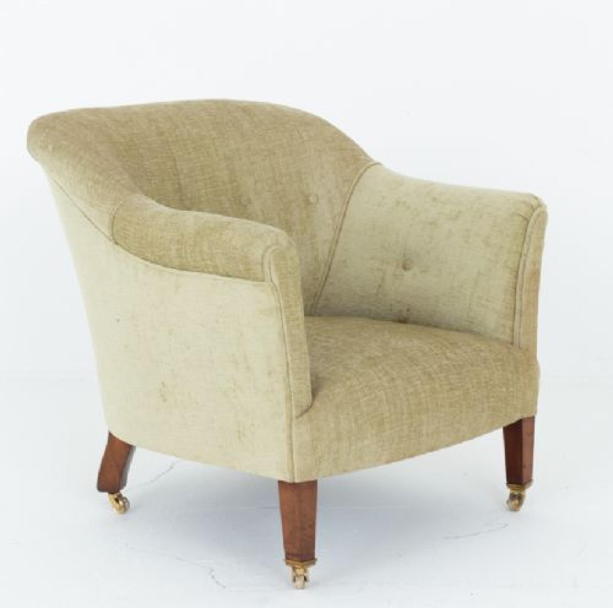Late 19th Century Victorian Club Chair Upholstered Armchair 1890 For Sale