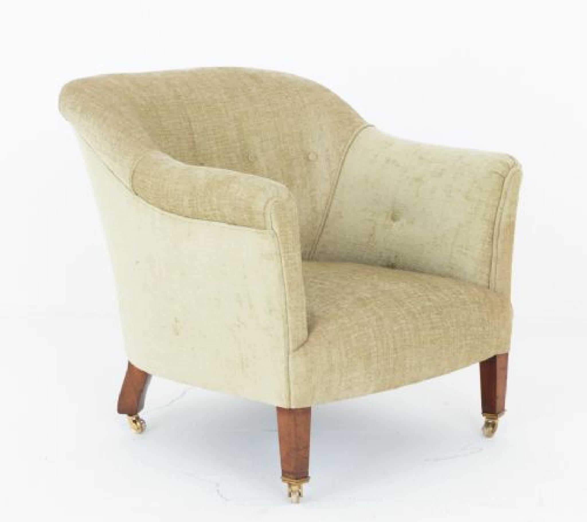 Mahogany Victorian Club Chair Upholstered Armchair 1890 For Sale