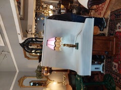 Victorian Cold Painted Bronze Oil Lamp