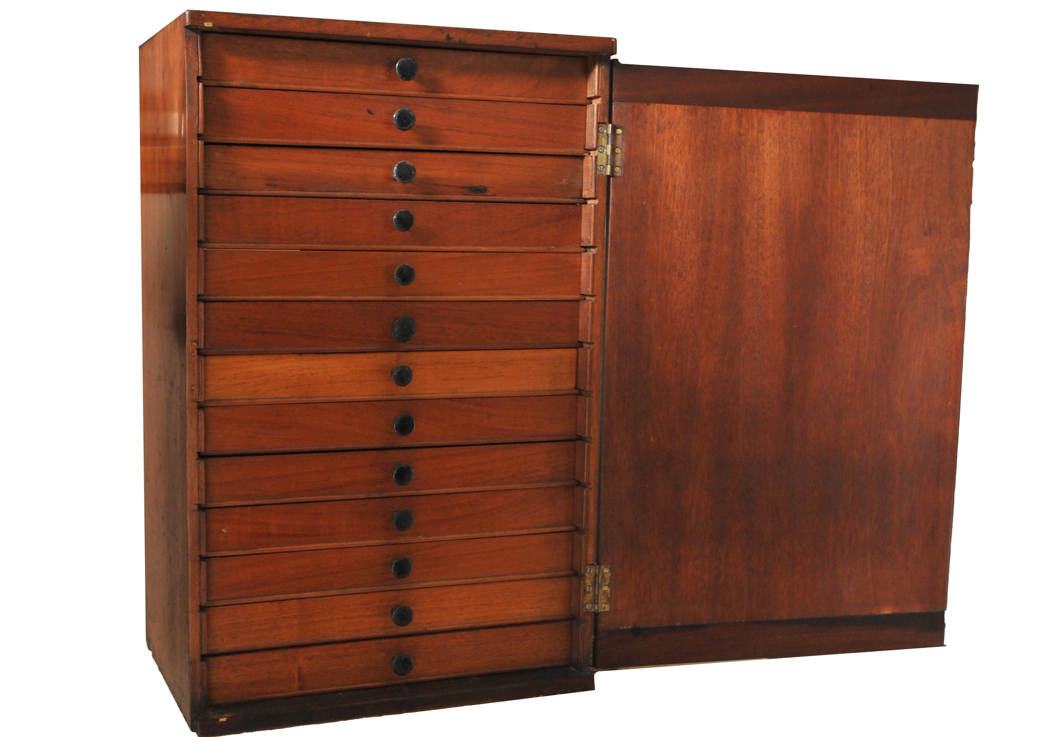 Victorian Collectors Cabinet With Thirteen Fitted Drawers & Ebonised Handles  For Sale 1