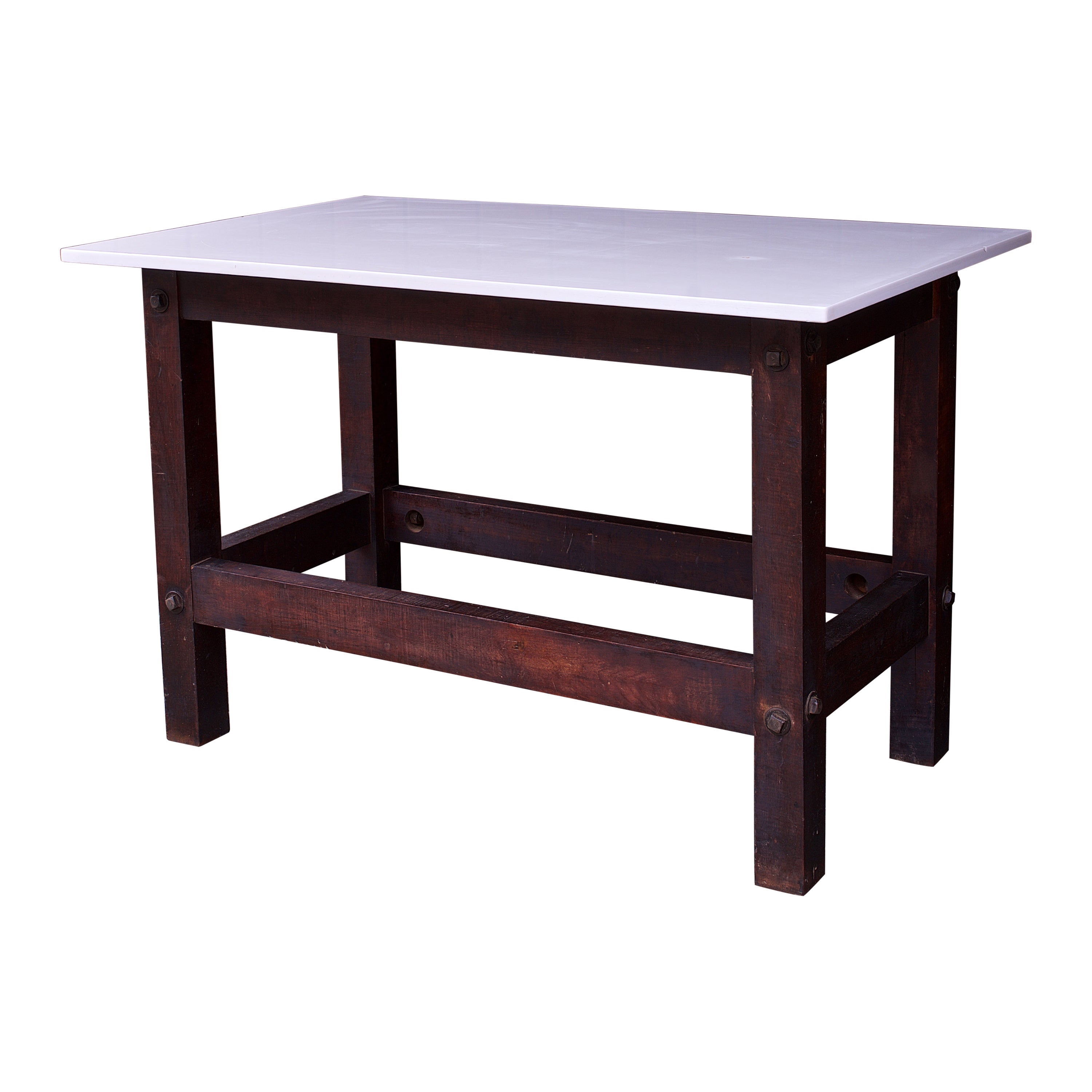 Victorian Confectioners Milk Glass Vintage Industrial Kitchen Work Table Island