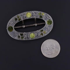 Victorian Connemara Marble Buckle of Sterling Silver
