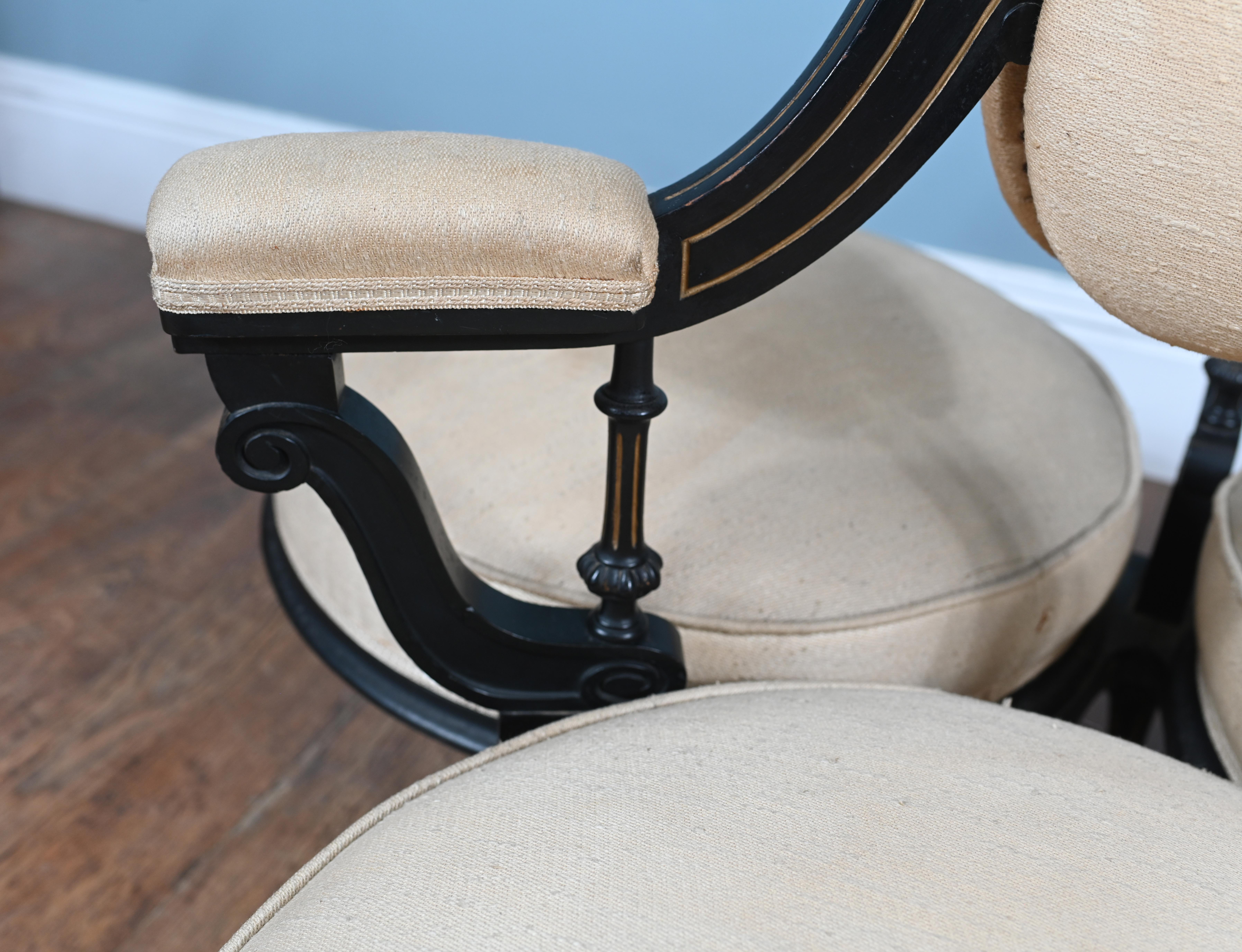 Victorian Conversation Seat Ebony Gossip Couch 1880 For Sale 3