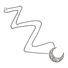 Victorian Conversion Diamond Crescent Moon Necklace