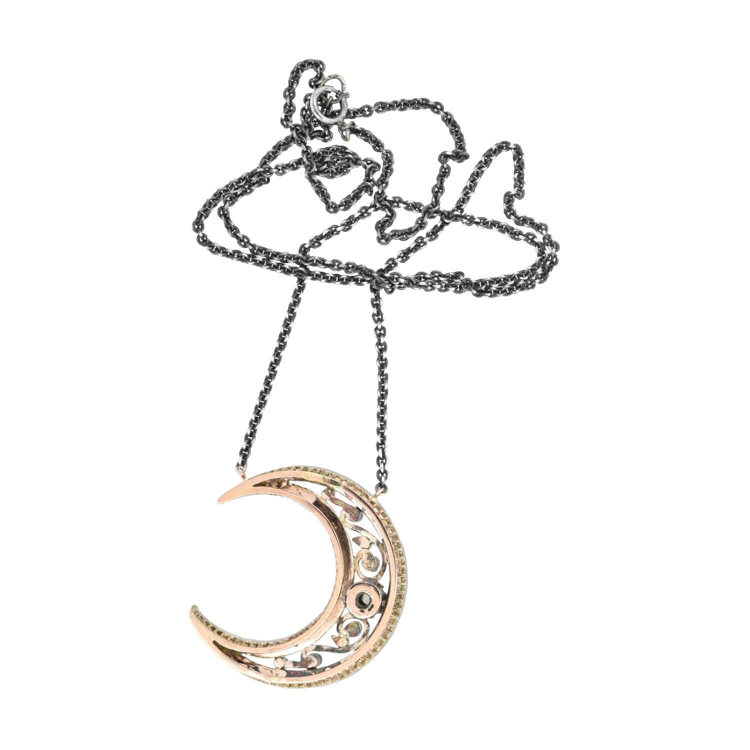 victorian crescent moon necklace