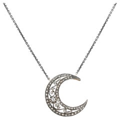 Collier croissant de lune convertible en diamants de style victorien